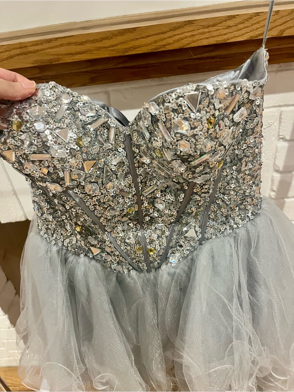 Silver Sequin & Jewel Tulle Party Dress